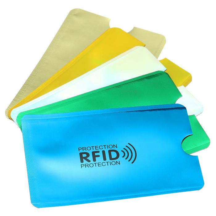 RFIDカラフルなブロッキングクレジットカードスリーブ 非接触プロテクターホルダー NFC財布用 5色 20個入り