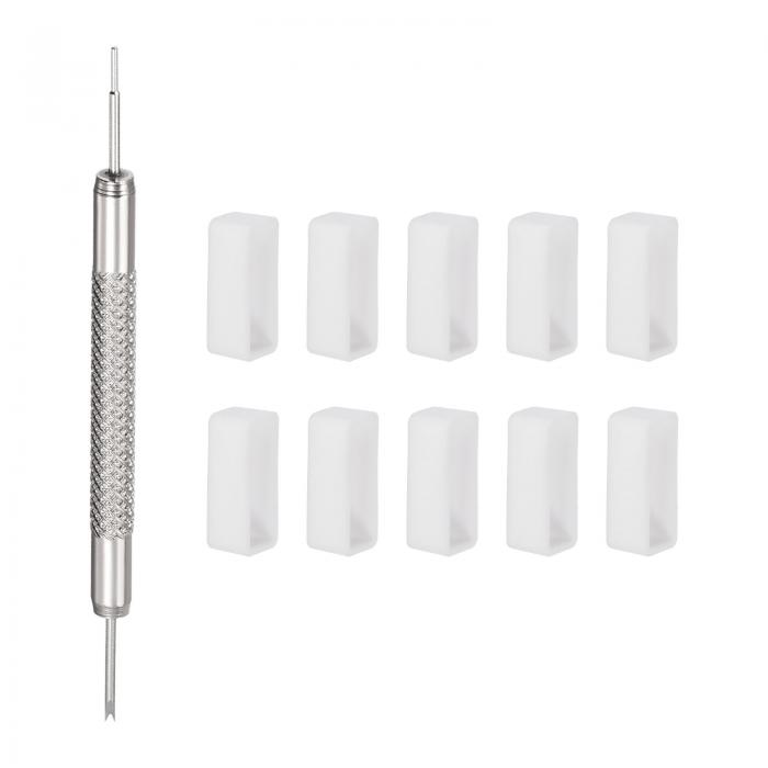 時計バンドループ ウォッチストラップループ ファスナーリング 時計バンド修理用ばね棒付き ラバー 18mm ホワイト 10個