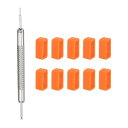 ファスナーリング 時計ベルトループ ウォッチバンドホルダー 時計バンド修理用ばね棒付き ラバー 14mm オレンジ 10個