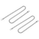 フラットチェーンストラップ 財布ストラップ アイアン製 アクセサリー バックル 代替品 バッグ用 DIY シルバートーン 長さ800 mm 2個入