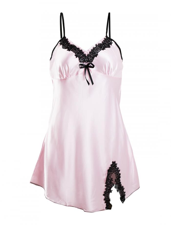 レディース パジャマ セクシー スリップ キャミソールワンピース レース ネグリジェ 寝間着 Vネック 前..