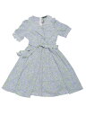 Allegra K 花柄 フローラルワンピース ドレス パンカラー Aライン 中シフォン カジュアル レディース ホワイト 花柄 L(4)