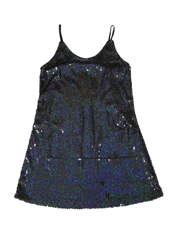 Allegra K スパンコール ミニドレス キャミワンピース パーティー ダンス 舞台 ステージ 衣装 レディース ディープブルー XS