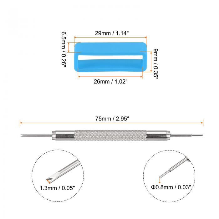 時計ストラップループ ウォッチストラップループ 時計ベルトループ 時計バンド修理用ばね棒付き ラバー 26mm ライトブルー 10個 3