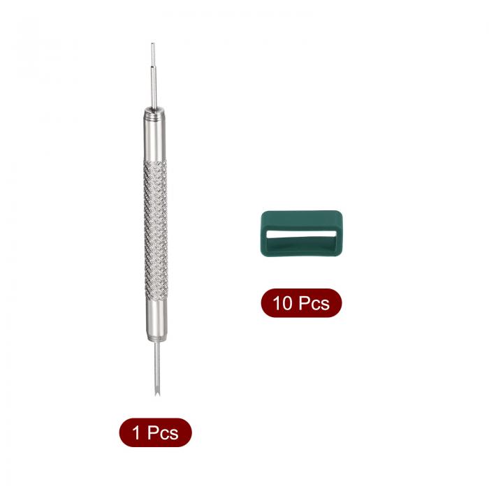 時計バンドループ ファスナーリング 時計ベルトループ 時計バンド修理用ばね棒付き ラバー 16mm ダークグリーン 10個