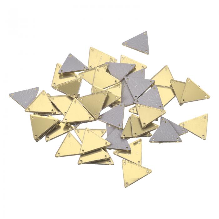 アクリルミラーストーン アクリルミラーパーツ ミラービーズ イブニングドレス縫い付け 三角形 DIY用 ゴールド 23x23 mm 50個