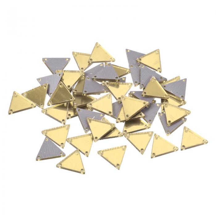 アクリルミラーストーン アクリルミラーパーツ ミラービーズ イブニングドレス縫い付け 三角形 DIY用 ゴールド 16x16mm 50個