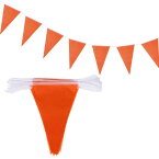 ペナントバナーフラッグストリング 三角吊り 三角ホオジロ旗 お祝い 結婚式 誕生日パーティーの装飾用 15 M オレンジ