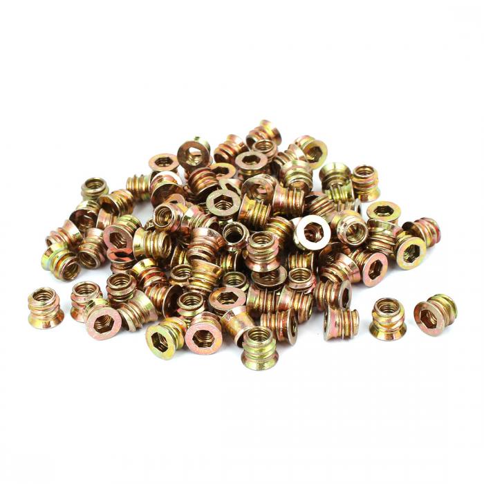 E-ナット 六角キータイプ 挿入り インターフェース スクリュー 家具 M6 x 10mm 100個入り