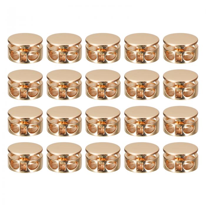 金属コードロック 2穴 バネストッパー ファスナ ースライダートグルエンド 巾着バッグ バックパック 衣類のストラップ用 ゴールデン 3.5 mm 30個