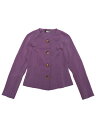 Allegra K ノーカラージャケット ブレザー オフィス 事務服 前ボタン エレガント レディース パープル S(4)