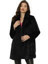 Allegra K オーバーコート ポケット付き ジャケット ラペルカラー フェイクファー 冬 暖かい レディース ブラック M(4)