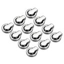 財布ストラップリング Dリング 金属 リベット スタッド 交換用 バックル バッグ クラフト DIY アクセサリー用 長さ17mm シルバートーン 12個