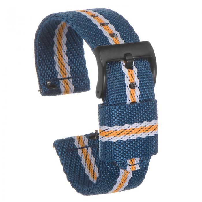 ナイロンストライプ時計バンド 20 mm幅 柔らかく心地よいなプレミアムナイロンストラップ ブラックバッ..