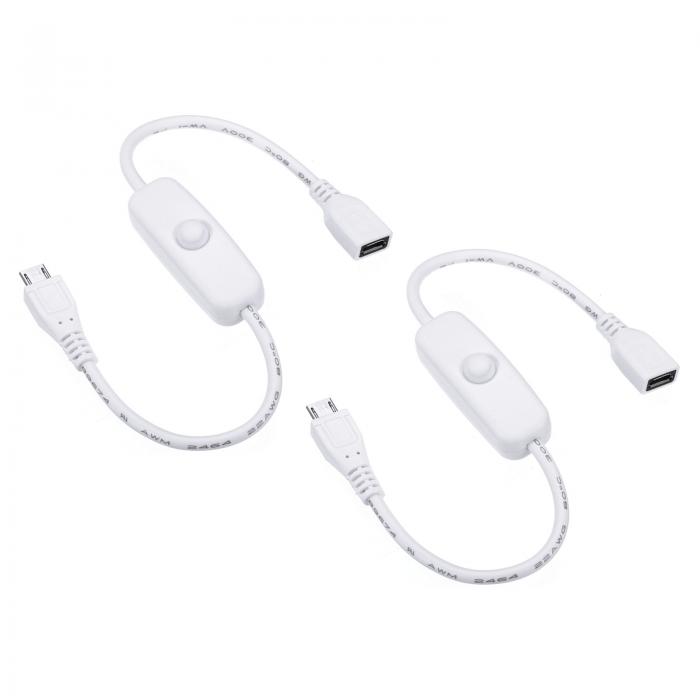 PATIKIL ON/Off スイッチ付き マイクロ Us b 延長ケーブル 2個メス-オス延長コード 電源アダプタ サポ..