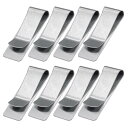 ウォレットやカード用のステンレススチール製スリムクリップ52mmホルダークランプ、シルバー8個入り