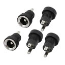 DCソケット 電源アダプタ プラスチック製 ブラック 5.5mm x 2.1mm 5個入り