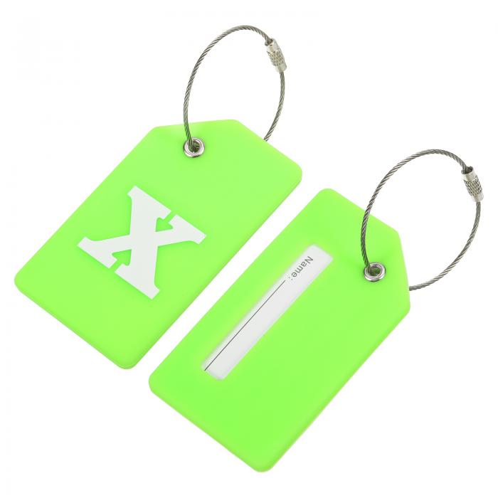 シリコーン製ラゲッジタグ 3.6"x2" 識別子IDカードホルダーラベル 旅行用スーツケースバッグ イニシャ..