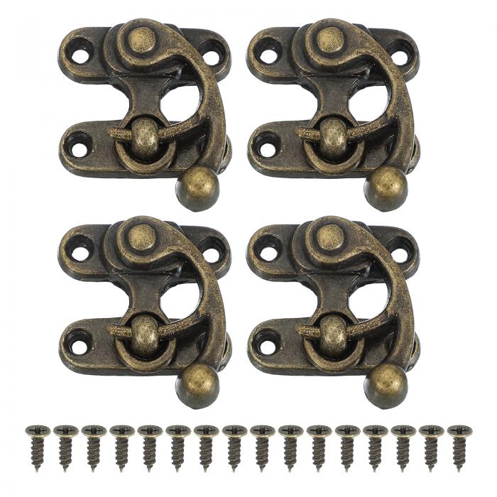 PATIKIL 木製ボックスハスプラッチ32x29mm 4個ビンテージロッククラスプス イングアームラッチフックハ..