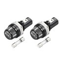 スクリューキャップパネルマウントヒューズホルダー 5 x 20 mm セラミックヒューズ付き AC 125V / 15A 250V / 10A 2セット ブラッ...