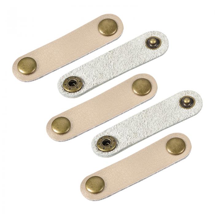 ケーブルオーガナイザー コートオーガナイザー レザーケーブルタイ イヤホンコード整理 配線収納 63x16mm ローズレッドゴールデン 5本入り