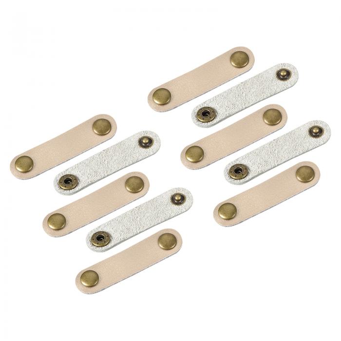 ケーブルオーガナイザー コートオーガナイザー レザーケーブルタイ イヤホンコード整理 配線収納 63x16mm ローズレッドゴールデン 10本入り