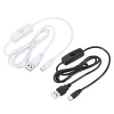USBケーブル 501オン/オフスイッチ付き USB オス-USBタイプCオス 電源ケーブル LEDデスクランプ LEDストリップ用 ブラック ホワイト 100...