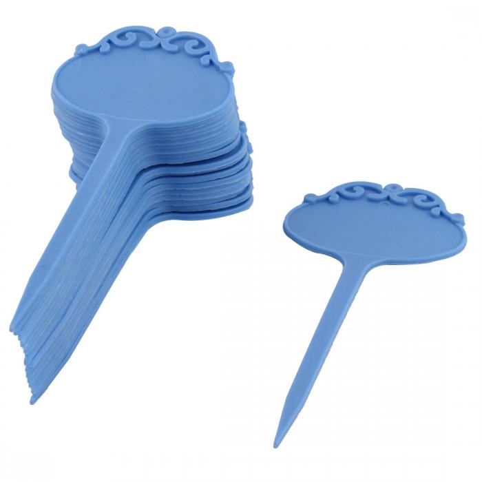 植物用タグ ラベルマーカー 花壇 ガーデン プラスチック フラワー型 種子用タグ ライトブルー 20枚入り