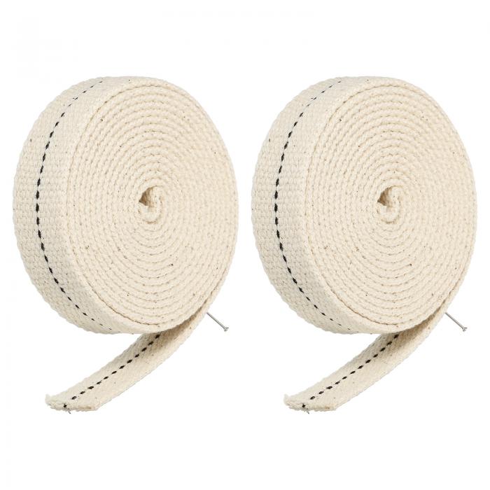 オイルランプウイック コットン製 フラット ブラック オイルランタンライト用 幅18 mm 長さ2 M 2ロール入