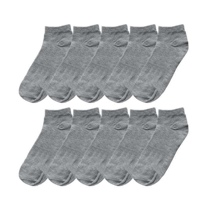 ショートソックス アンクルソックス 浅履き 靴下 無地 レディース 女の子 10足セット グレー 年齢7-9(4)