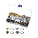 グロメットツールキット 多彩 5mm 銅 メタル グロメットアイレット 3個取付工具付け & 収納ボックス シューズ 服 レザー DIY 400セット入り