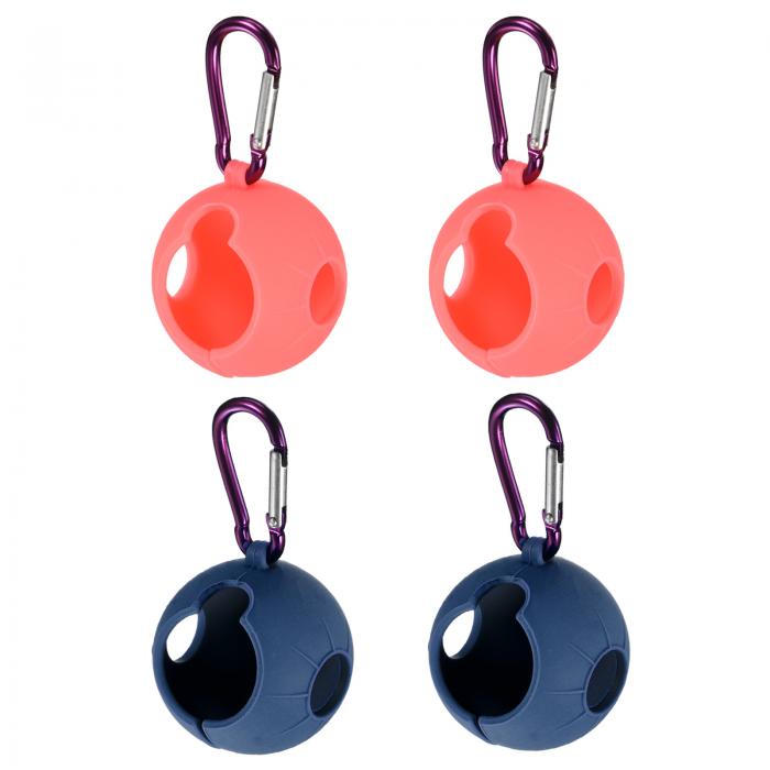 PATIKIL ゴルフボールホルダー 4個セット シリコン製ボールキャリア プロテクティブポータブルスリーブ バックル付き ゴルフバッグベルト用 ピンク ブルー