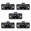 IEC C6ソケット AC 250V 2.5A/5A C6 3ピン 39x21x18mm インレットモジュールプラグ ストレート 5個入り