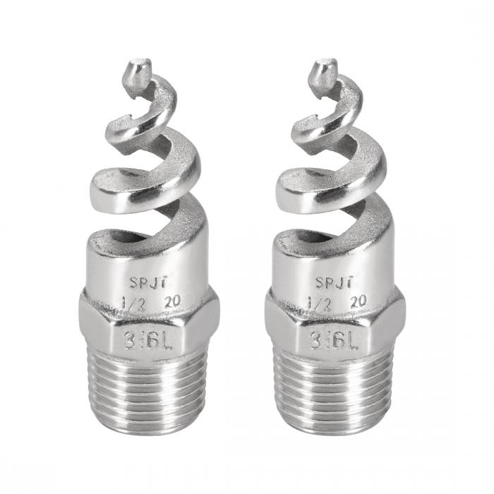 Spiral Cone Atomization Nozzle, 1/2BSPT 316 Stainless Steel Sprinkler, 2 Pcs (Bright Silver)