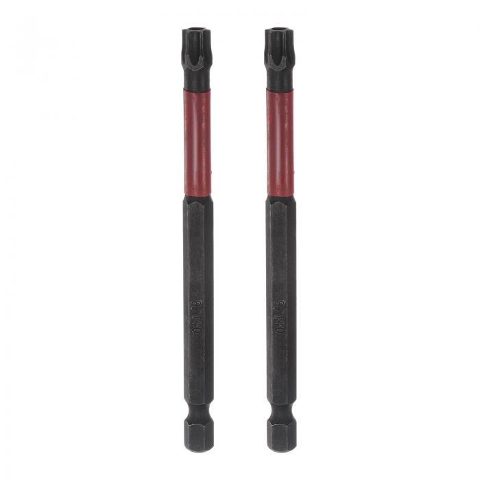 T40 耐衝撃トルクスドリル 6.35mm六角シャンク 100mm長さ 磁気 安全 スタードライバ 電動工具 2個入り