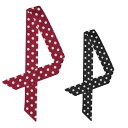 Allegra K 水玉スカーフ ネッカチーフ 細い 髪飾り バッグ飾り ウエストバンド レディース 2Pcs 赤と黒 196 x 5 cm