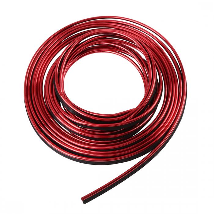 カートリムストリップ 5m レッド クローム装飾ライン 車内ギャップ ドアエッジモールディングトリムス..