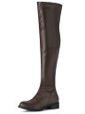 Allegra K ニーハイブーツ ロングブーツ ラウンドトゥ ローヒール サイハイブーツ レディース コーヒー 27.0 cm(4)