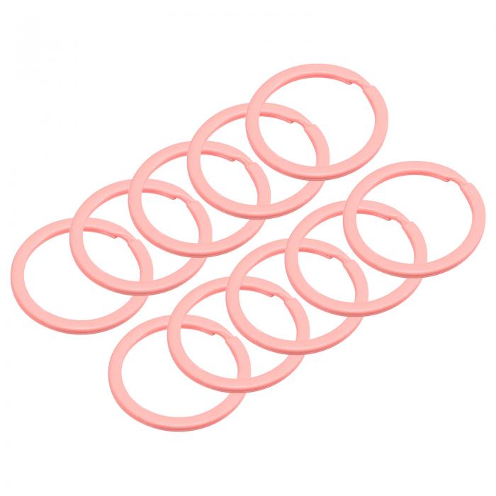 分割キーチェーンリング 丸平キーホルダー 炭素鋼 鍵の整理 装飾用 30mm ピンク 24個