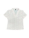 Allegra K シャツ ブラウス 半袖 水玉 チェリー柄 可愛い トップス Vネック プリント 折り襟 夏 レディース ホワイト S