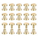 25パック真鍮シカゴスクリュー 5x8mmフラットヘッドスクリューバックバインディングポストネイルスタッドリベット DIYレザークラフトベルトストラップ用 真鍮...