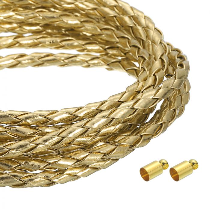 4mm 5.46ヤード 編み込みレザーコード ラウンドソフト宝石レザーロープ 宝石 ネクタイ作り ネックレス ..