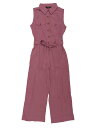 Allegra K ジャンプスーツ ノースリーブ 足首ネクタイウエスト 作業服 ボタンフロント レディース パープル S
