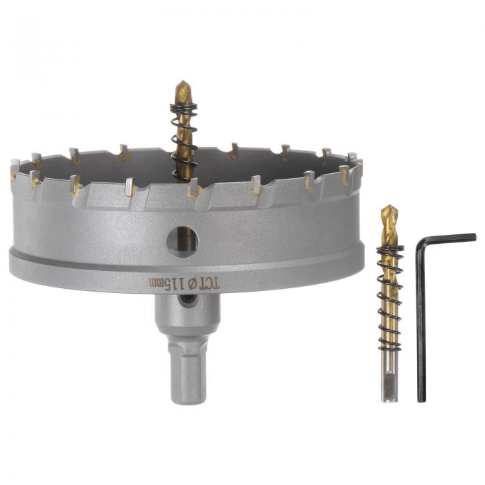 メタルホールソー TCT超硬カッター 115 mm直径 ステンレス鋼 金属 アルミニウム合金 銅 真鍮 プラスチック用 エキストラセンタービット付き