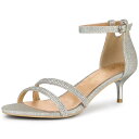 Allegra K サンダル ピンヒール スチレットヒール キラキラヒールレディース シルバー 26.0 cm(4)