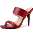 Allegra K ミュール スライド サンダル オープントゥ ピンヒール レディース レッド 25.5 cm