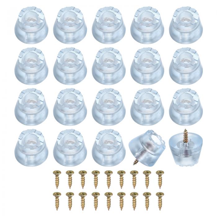 20個のクリアカットボードフィート、0.79インチH x 1.14インチDコーン形状のラバーバンパーフィートパッド、滑り止めバンパーパッド、ネジと組み込みステンレス製ワッシャー付き