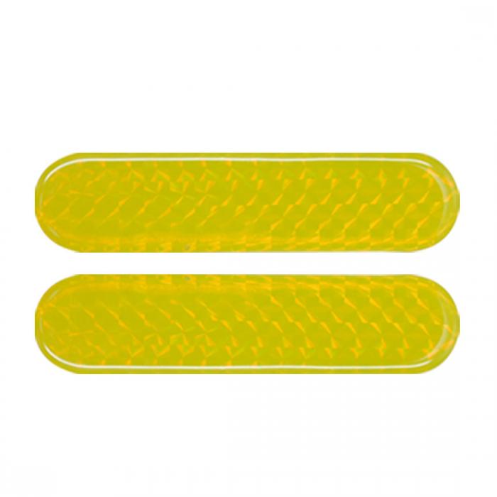 2PCSカーオーバルオートライトリフレクターイエローステッカー反射ストリップ10.6cm