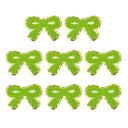 8 PCS ボウチェニールパッチ グリッター金エッジ 刺繍パッチ アイロンアップリケ 服のDIY バッグラップトップ装飾 緑