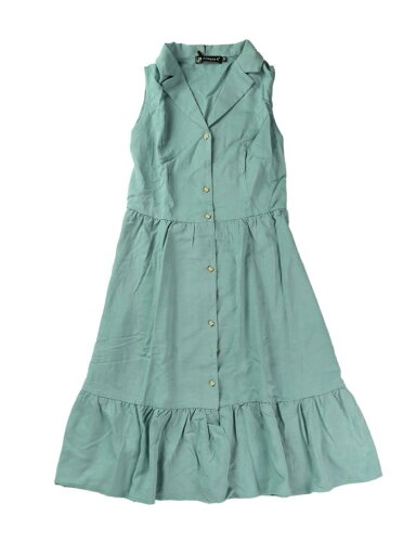 Allegra K シャツワンピース ドレス キャンプカラー ボタンダウン フリル裾 レディースファッション ティール L Allegra K シャツワンピース ドレス キャンプカラー ボタンダウン フリル裾 レディースファッション ティール L